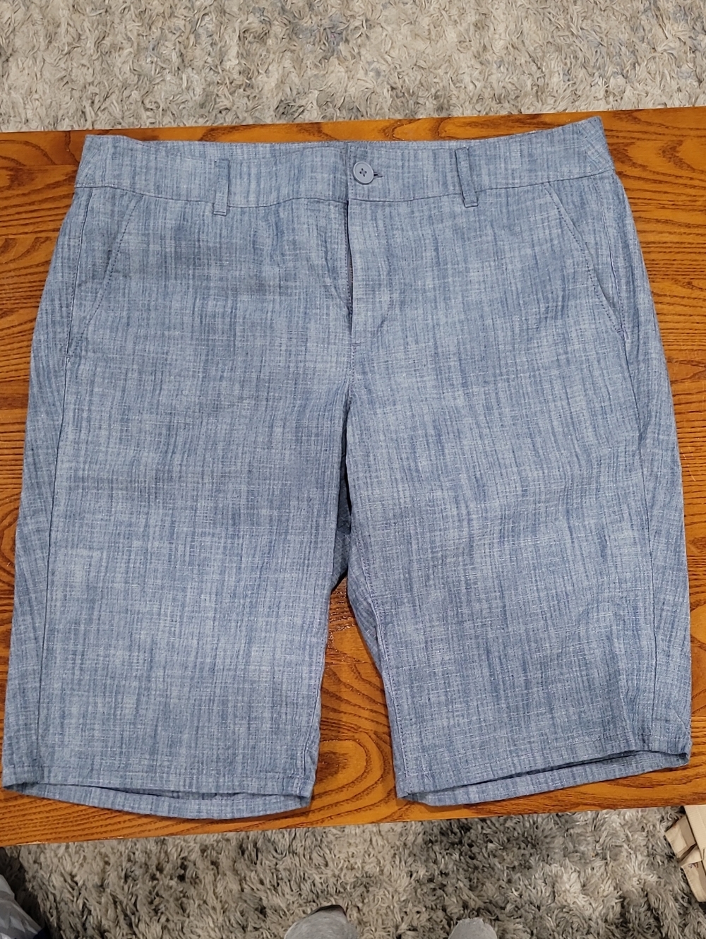 5 For $25 LOFT Light Blue Textured Flat-Front Shorts